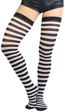 Womens Nylon Horizontal Striped Thigh Highs Stockings Pantyhose Hosiery