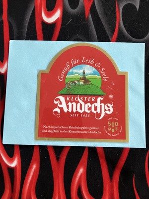 GERMAN BEER LABEL. ~ Kloster ANDECHS Bier  ! ~ LAMINATED LABEL !  3.5  X 4  !