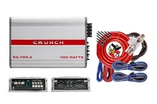 NEW Crunch 1100 Watt 4 Ch. Powerful Car Audio Amplifier SA1100.4I + 4 Ch Amp Kit