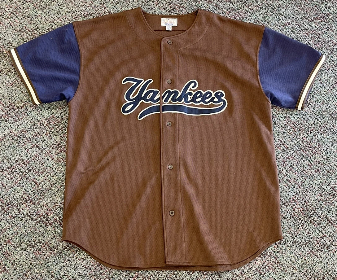 vintage starter new york yankees brown mlb baseball jersey size 2XL vtg used