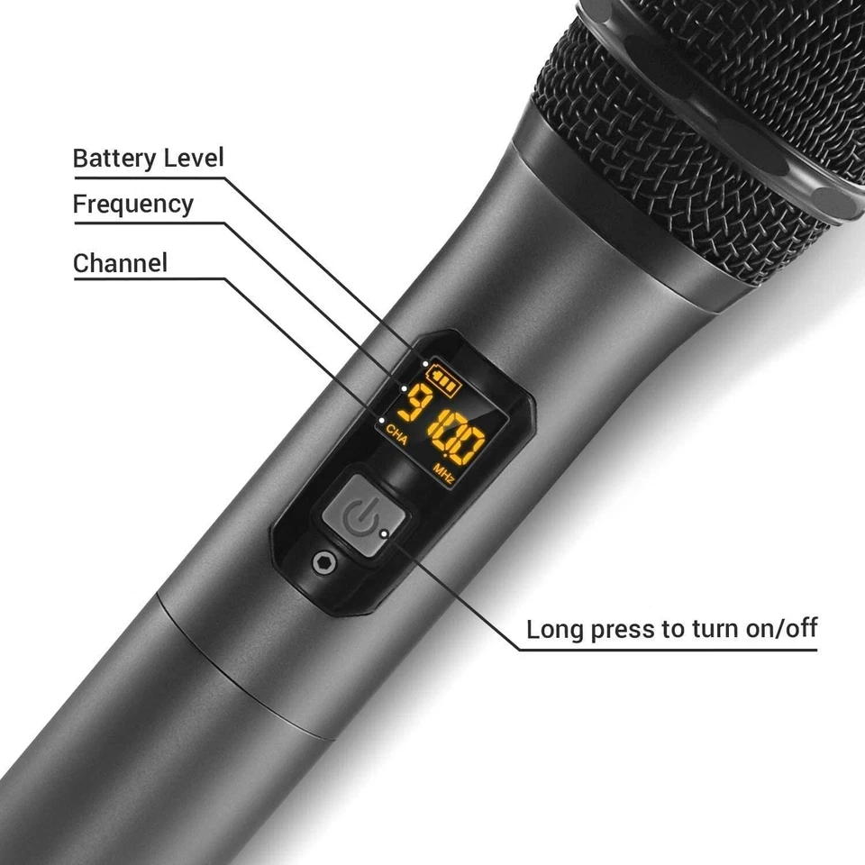 TONOR Wireless UHF Mic System Dual Cordless Dynamic Handheld Microphone Station - Image 3 of 4