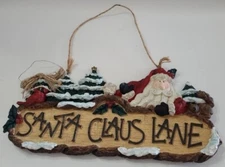 Christmas Hanging Sign Santa Claus Lane Decoration Vintage ⬇️