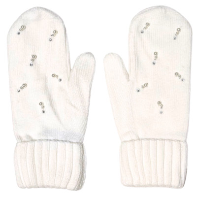 Adrienne Landau Embellished Mittens White OS NWT MSRP $75