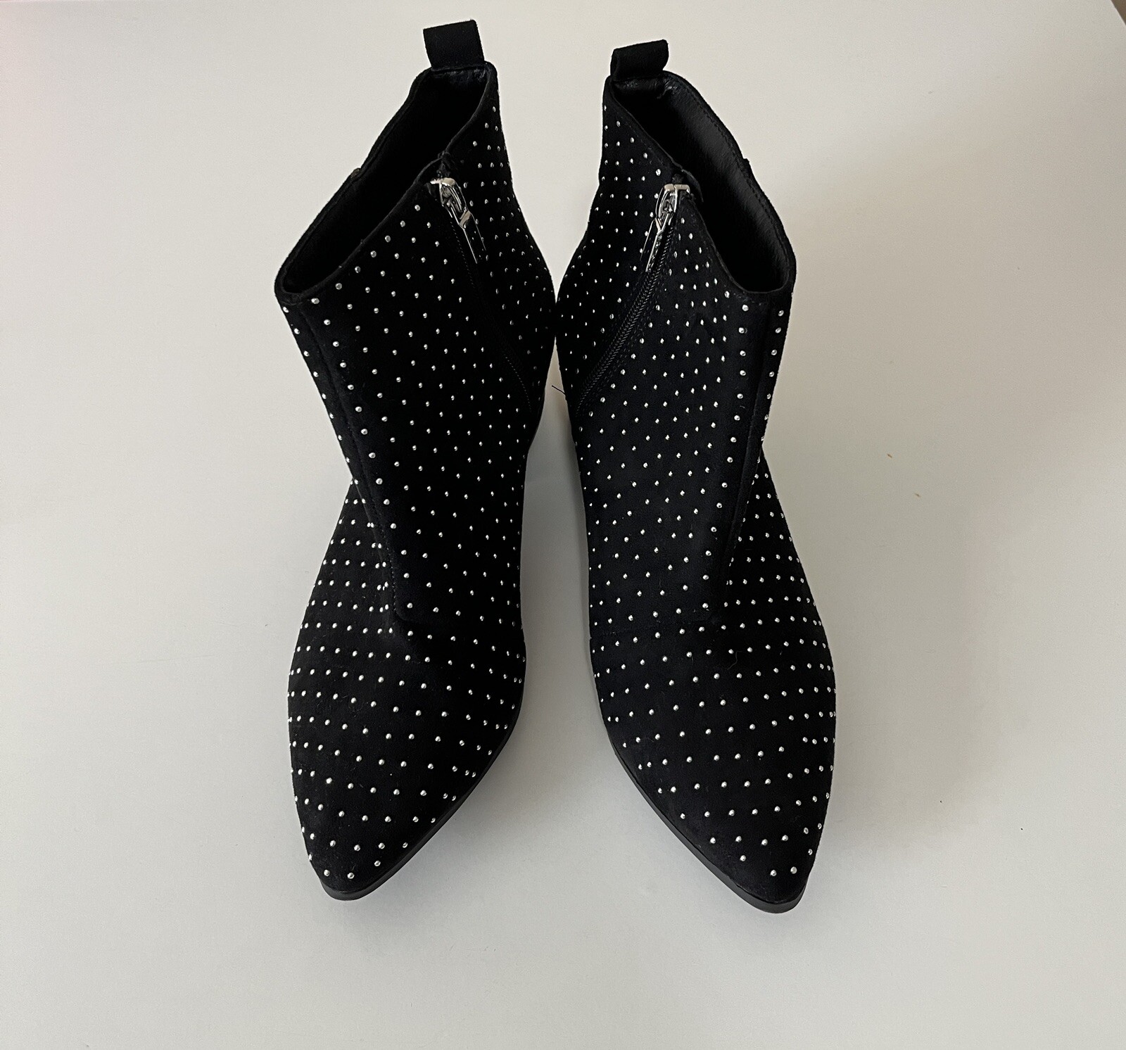 Women’s Black Silver Studded Pointed Toe Ankle Boots Size 8 by A New Day Valerie