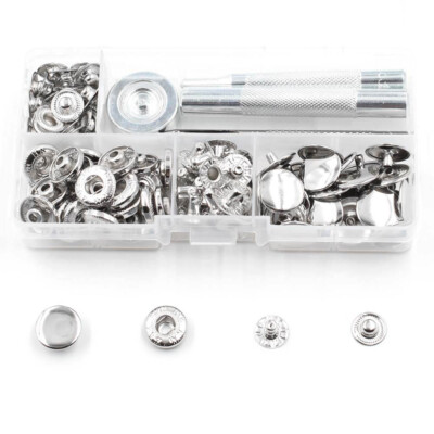 Lot De 30 Boutons Pression Métal Argenté 12 Mm + Outil De Pose - Neuf
