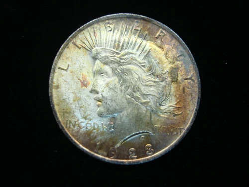 1923 PEACE DOLLAR W/ATTRACTIVE TONING- UNC. - NICE