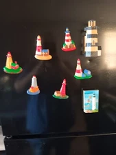 Six Matching Vintage Refrigerator Magnets, Light Houses. Plus 2 Extra