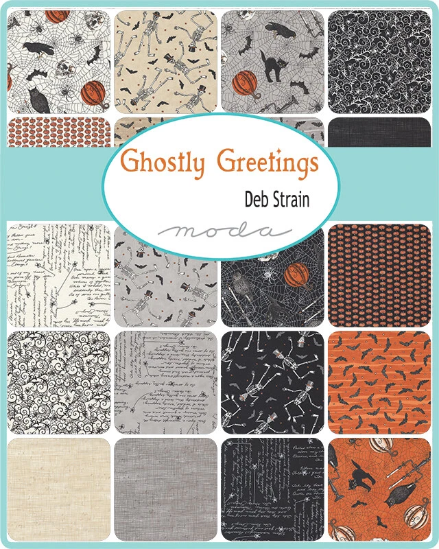Ghostly Greetings Jelly Roll by Deb Strain for Moda 40 Strips 2.5" X 44" - Image 2 of 2