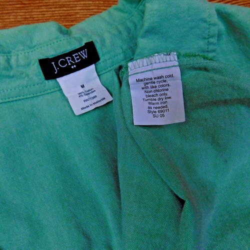 J. Crew Green Blouse Button Down Cotton Stretch Short Sleeve Cotton Stretch M - Picture 8 of 8