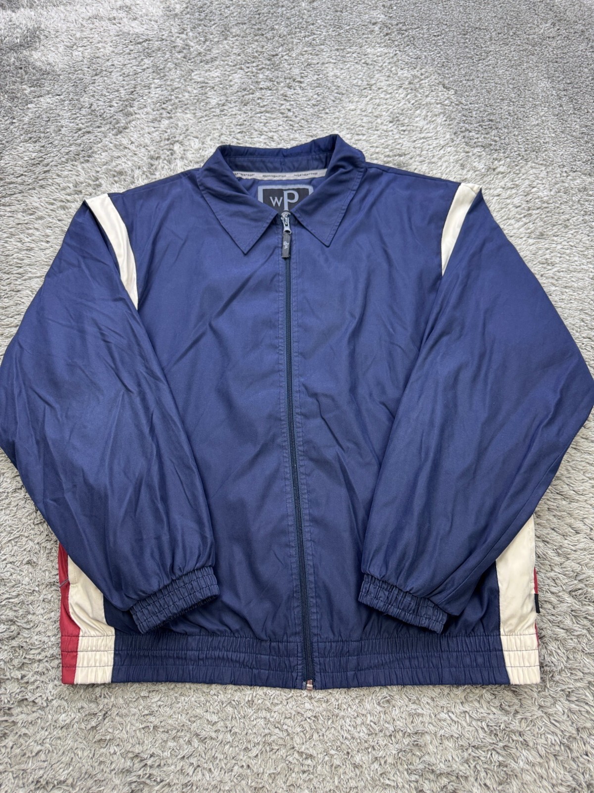 Weatherproof Jacket Men Large Navy Blue Lined Full Zip Track Windbreaker Coat