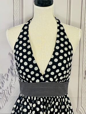 NWT BCBG Black and White Silk Polka Dot Halter Dress Size 4 MSRP $228 | eBay
