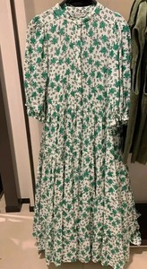 zara green floral print dress