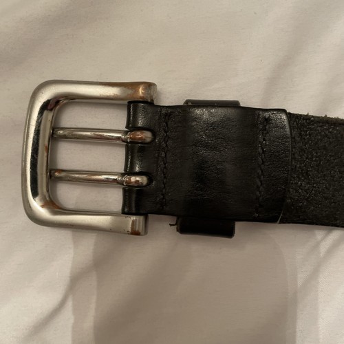Vintage Black Belt, Silver Toned Buckle, 2 Holes - Size 34 - Picture 4 of 5