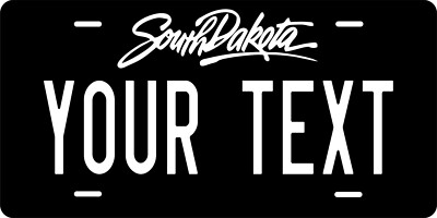 South Dakota Black White font License Plate Custom Auto Bike Motorcycle Tag
