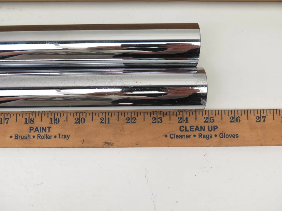 NUEVO 1977-84 Juego de tubos de horquilla deslizante de 41 mm de ancho cromado personalizado 25" de largo NOS 09-500 Foto 2 de 4