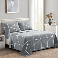 Rayon from Bamboo Printed Soft Bedding 6 Piece Sheet Set, Modern Geometric