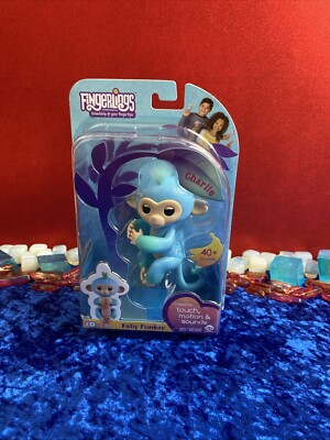 2016 WowWee Fingerlings Charlie Baby Monkey Pet Blue/Green 40+ Sounds Collectors