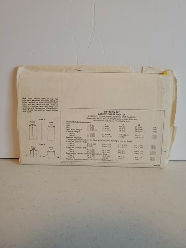 Vintage Kwik Sew Pattern 847 Ladies Dress And Top Stand Up Collar Sizes 6-12 FF - Picture 2 of 3