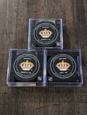 Set of 3 Los Angeles Kings 2015-2016 Legends Night Official Game Pucks Carson