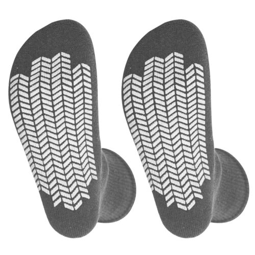 4 Pairs Unisex Men's & Women Diabetic Grey Non Skid Slipper Socks Size 9-11