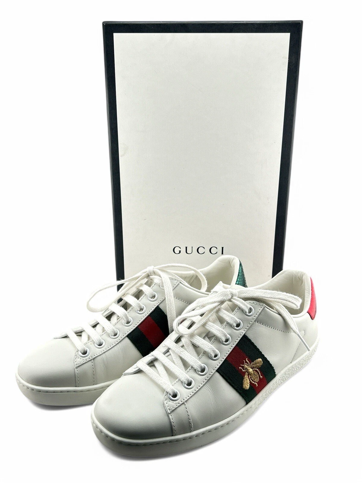 Baskets Gucci Ace Bee brodées cuir blanc rayures toile taille 36 avec boite