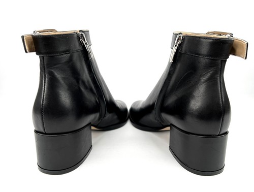 Sergio Rossi Women's Black Leather SR Logo Buckled Ankle Booties Size EU 34.5 - Picture 11 of 12
