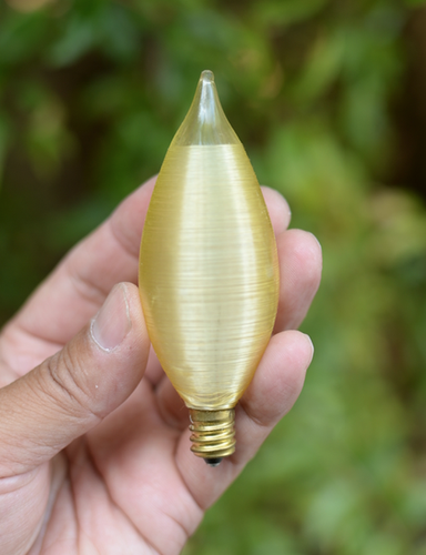 Bulbrite Spunlite 25W 130V Lightbulb Color: Amber item no: 430125 Candelabra - Picture 4 of 5