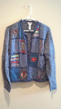 Vintage Floral w/ Hearts Cardigan - Koret City Blues - Small S - Cornflower Blue