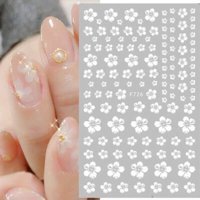 Nail Art Stickers Transfers Decals White Spring Flowers Floral Daisy Daisies 726