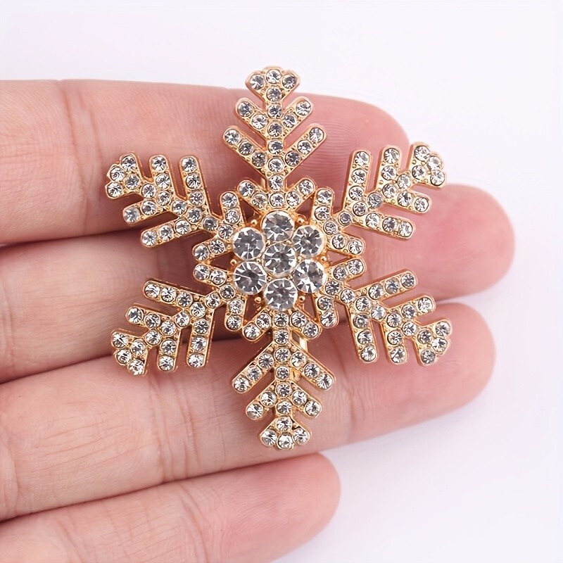 Women Girls Christmas Snowflakes Rhinestone Brooch Party Crystal ...