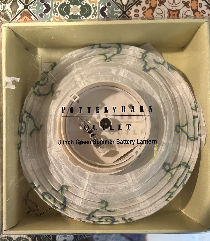 Pottery Barn Outlet Paper Lantern 8” Set Of 2 Battery Operated Portable New - Image 2 of 4