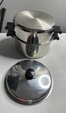 New! VTG Saladmaster 7 Qt, S. Steel T304S W/Lid, Stock Pot, Egg Poachers *READ*