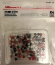 Office Depot  Brand Map Pins,Assorted, Pack Of 100-RARE-SHIPS N 24 HOURS