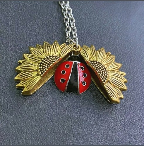 Boho Sunflower Medallón Colgante Mujer Niñas Mariquita Charm Collar Joyería Regalo - Imagen 8 de 11