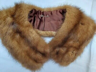 Vintage Brown Authentic Mink Fur Collar around the neck 20 and 28 around  edge 