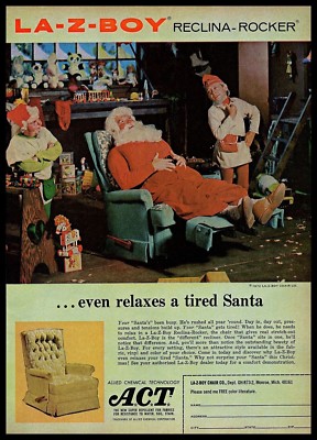 1973 La-z-boy Reclina-Rocker Chair Furniture Santa Elves Vintage