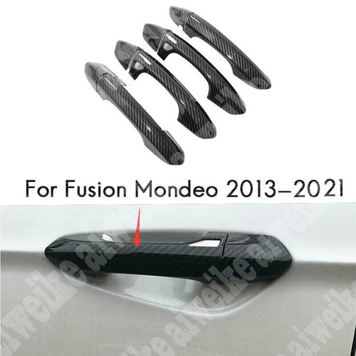 Carbon Fiber Style Smart Door Handle Cover Trim For Ford Fusion Mondeo 2013-2022 - Picture 2 of 6