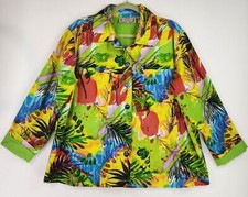 Lifestyle Jacket Womens 1x Multicolor Floral Sequin Grannycore Button Up Blazer