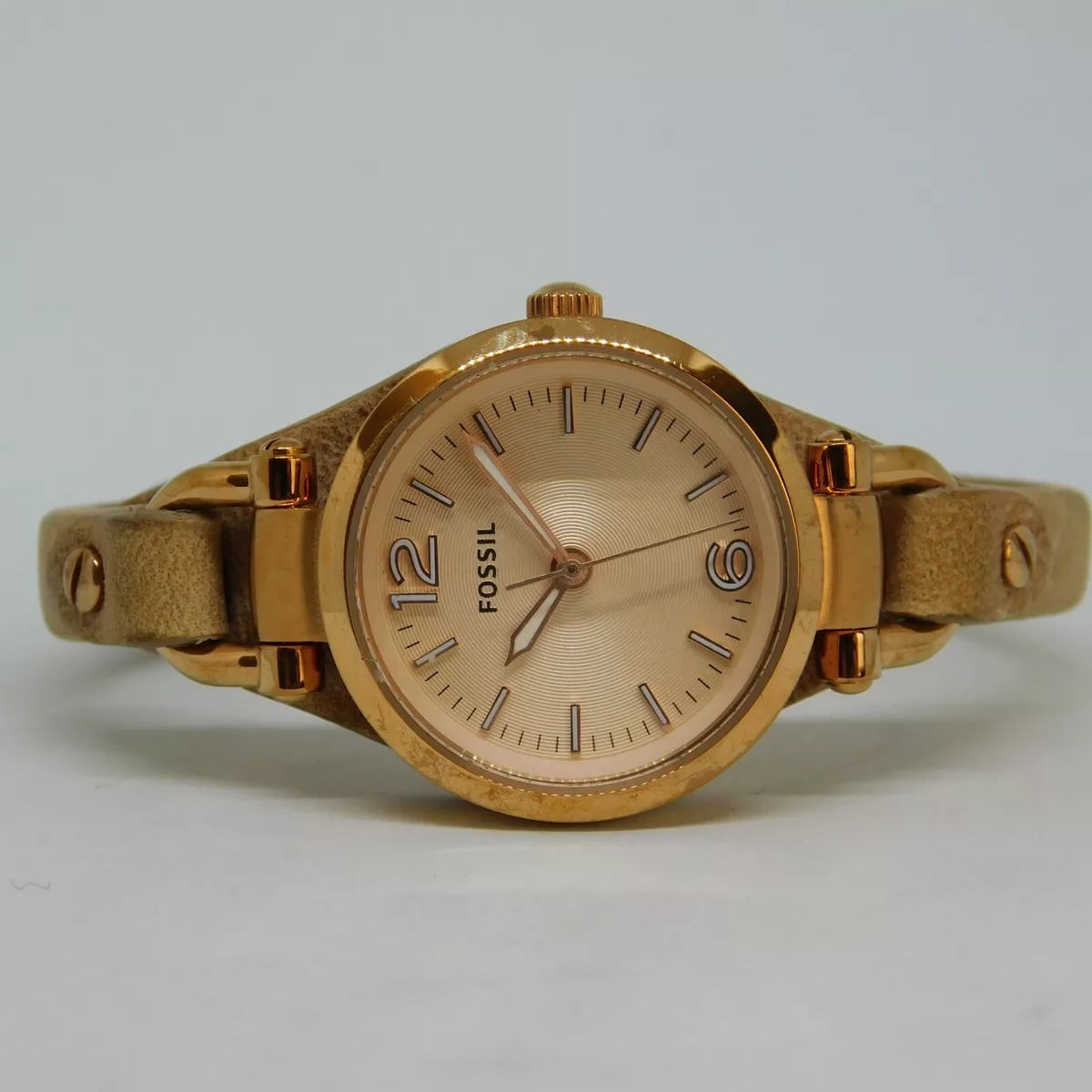 Fossil Authentic ES3262 Genuine Leather Quartz Analog Women s Watch New Battery