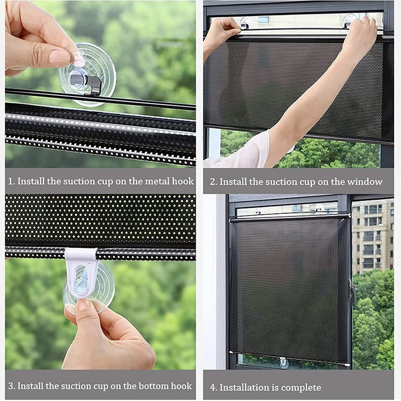 PVC Car Window Sun Shade Visor Retractable Windshield Roller Blind Home