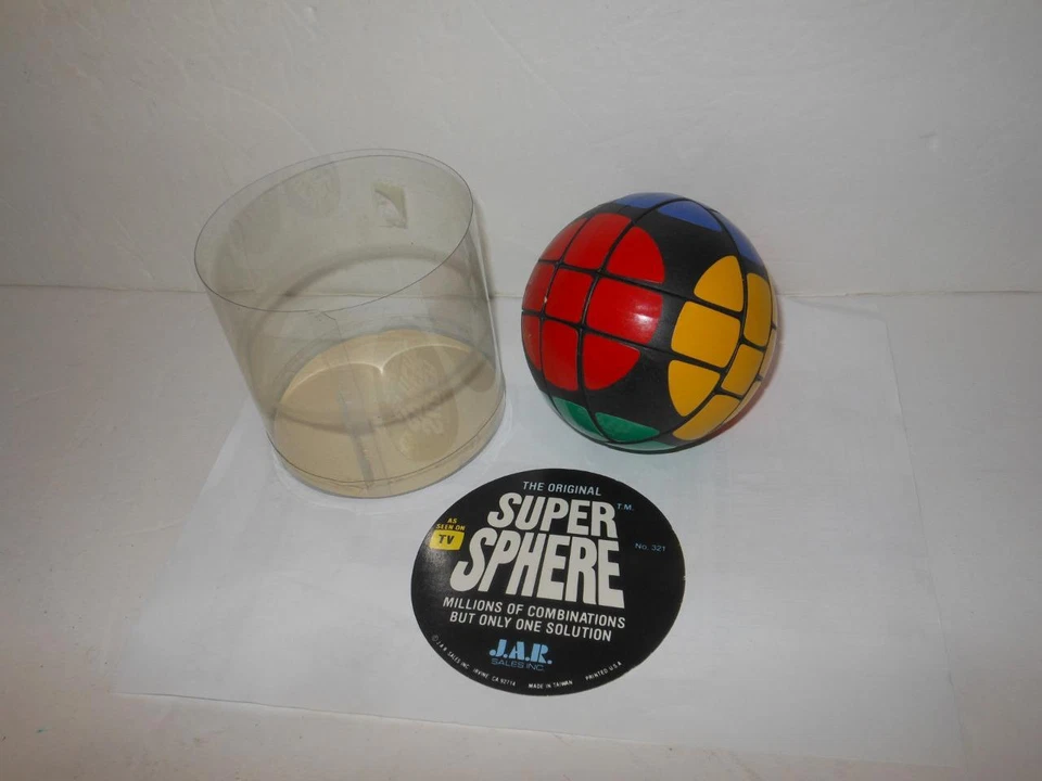 NEW 1980s ORIGINAL JAR SUPER SPHERE RUBIKS CUBE BALL PUZZLE W/ CLEAR TUBE LABEL - Image 2 of 4
