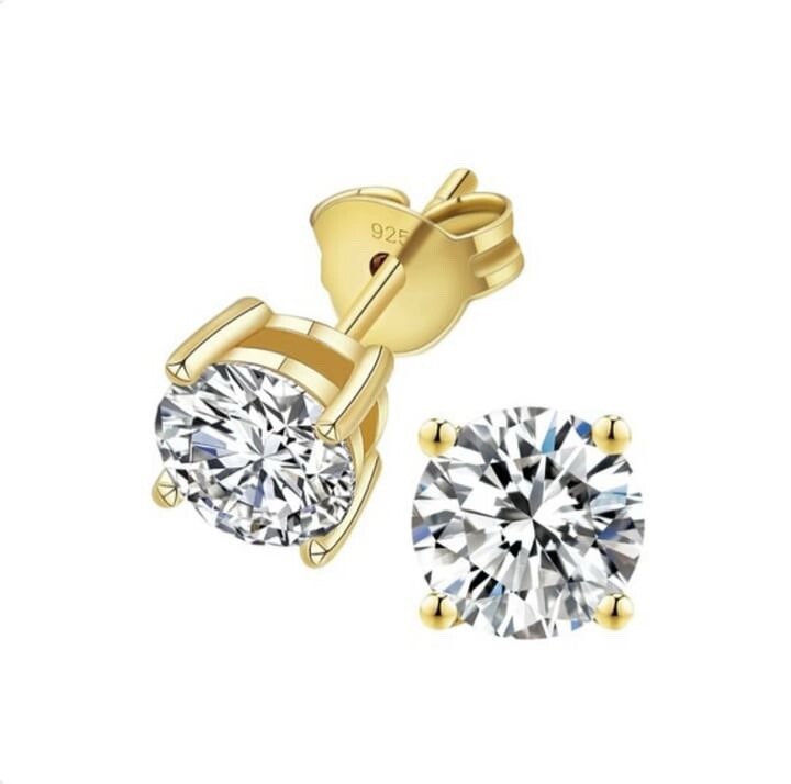 9ct Gold Solitaire Stud Earrings - 5MM 6MM 7MM FILLED