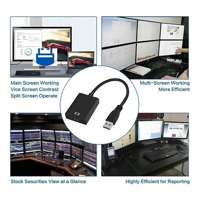 GCSUPERMARKET USB3.0 to HDMI Adapter USB 3.0 To HDMI Converter External Graphics Card Adapter