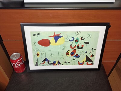 VINTAGE Rare Double - Page Miro lithograph 1964 (I work like a