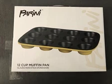 Parini 12 Cup Muffin Pan Glazed Non Stick stoneware New n box bin 910