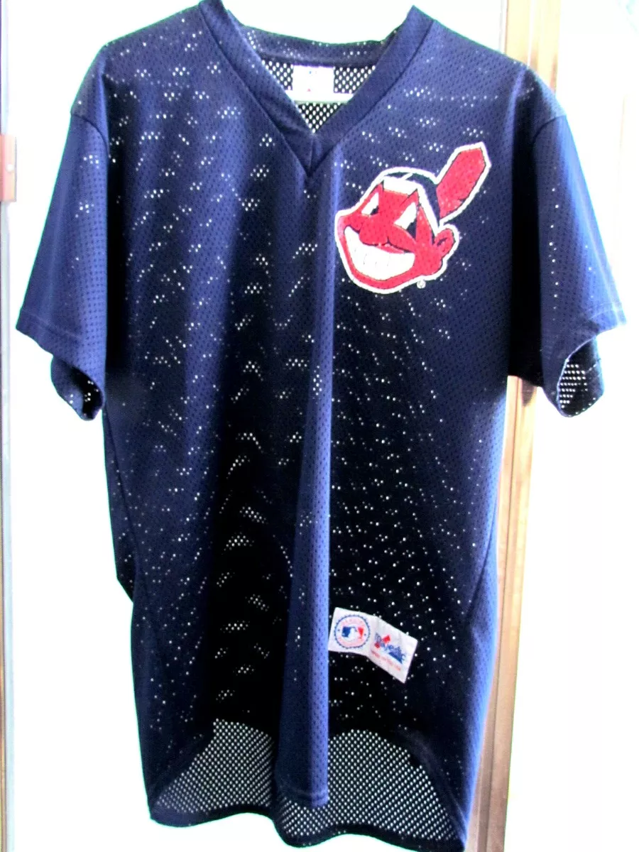 CARLOS BAERGA Blue Mesh Alternate/BP GAME JERSEY, CLEVELAND INDIANS, Signed