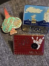Lot Of 3 Bowling Lapel Pins 500 Scores
