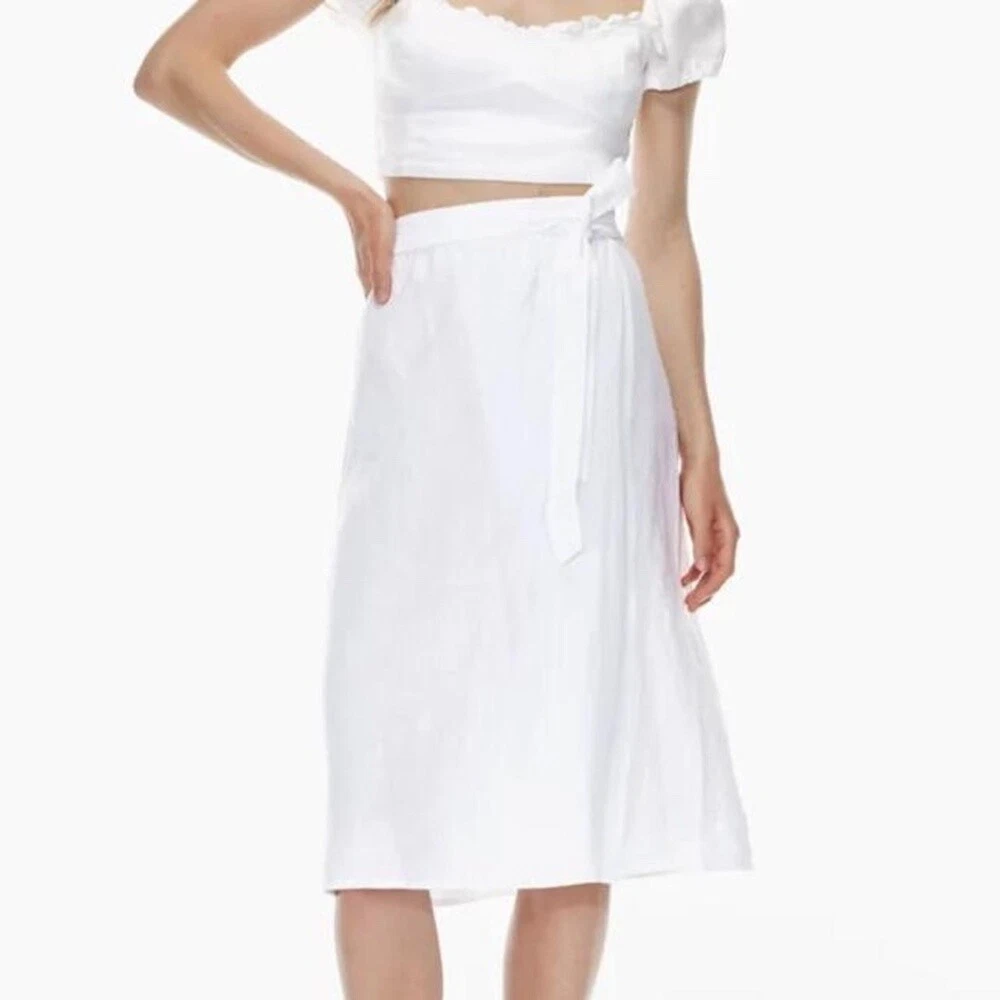 NWT Aritzia Wilfred Outlander Wrap Linen Skirt White Size XXS New