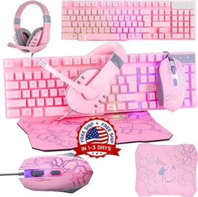 Teclado Y Mouse Inalambrico Gamer Set Croma Gaming Iluminacion Teclas Para  Pc