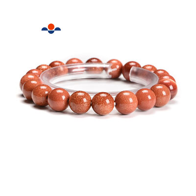 Sand Goldstone Smooth Round Elastic Bracelet 6mm 8mm 10mm 12mm 7.5'' Length